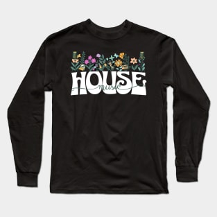 HOUSE MUSIC  - Beats In Bloom (white/green/purple) Long Sleeve T-Shirt